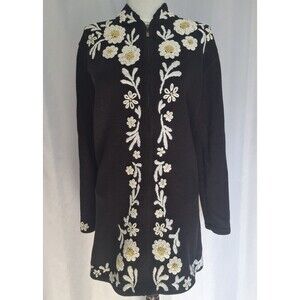 Storybook Knits Cardigan Sweater Women 3D Embelished Knit Moonlit Daisy NWT M